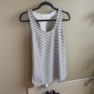 Zella Black and White Striped Tank Top